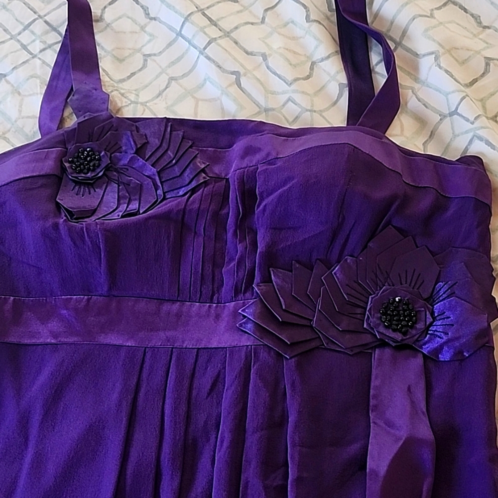 Sue Wong purple silk cocktail dress